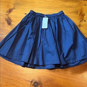 New! NEIGE 6 Navy Skirt w/Brown Tiny Polka Dots